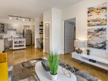 Stained concrete flooring in select apartments